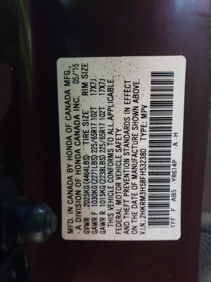 2HKRM3H58FH532380 - 2015 HONDA CRV - #80665044