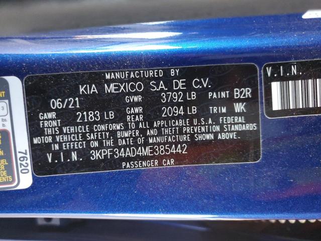 2021 KIA FORTE GT L - 3KPF34AD4ME385442