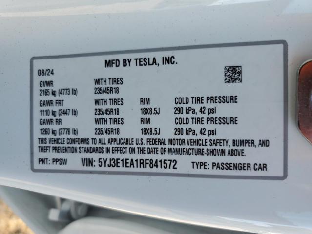 VIN 5YJ3E1EA1RF841572 2024 TESLA MODEL 3 no.13