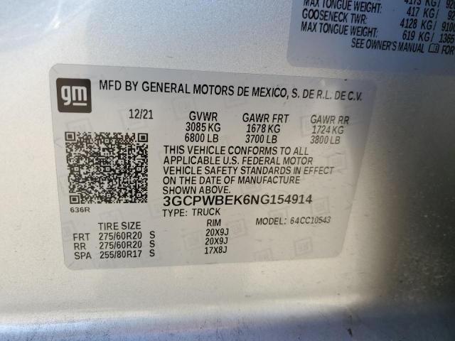 3GCPWBEK6NG154914 2022 CHEVROLET ALL Models