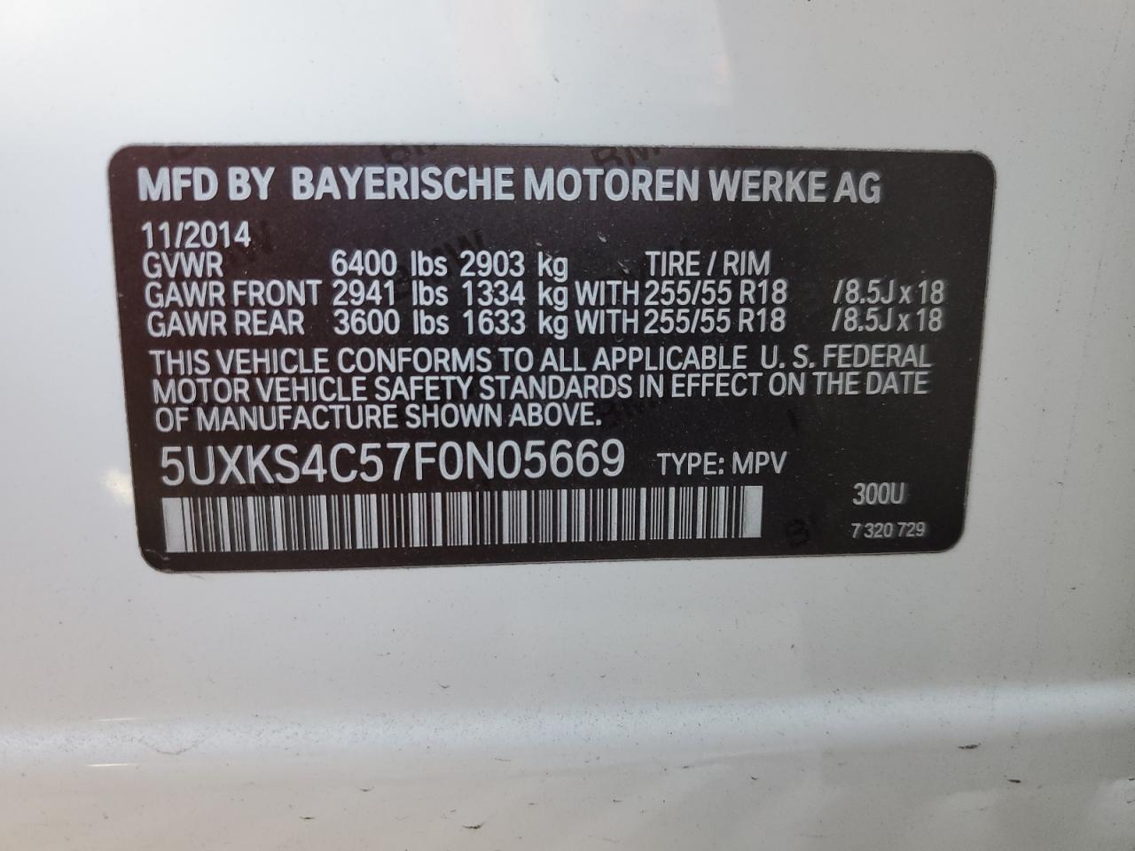 Lot #3033046003 2015 BMW X5 XDRIVE3