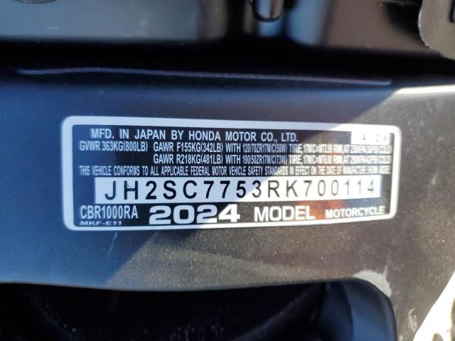 2024 HONDA CBR1000 RA JH2SC7753RK700114