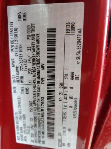 2021 FORD ESCAPE SE - 1FMCU0G63MUB17903