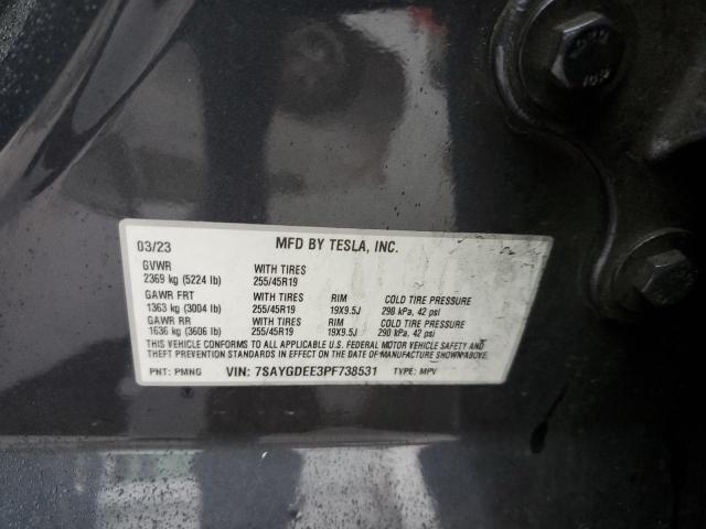 VIN 7SAYGDEE3PF738531 2023 TESLA MODEL Y no.12