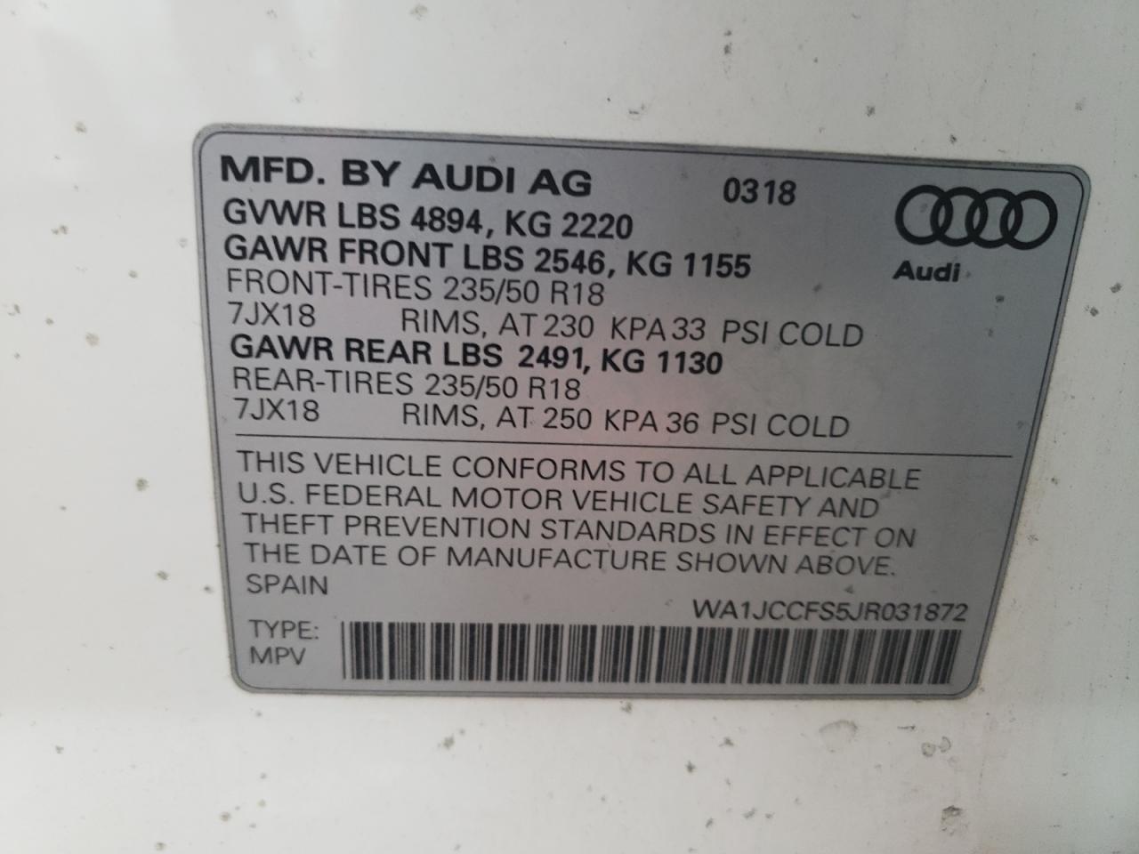 Lot #3028381830 2018 AUDI Q3 PREMIUM