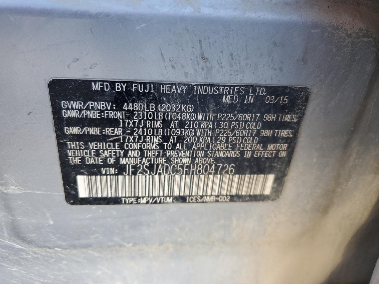 Lot #2994078312 2015 SUBARU FORESTER 2