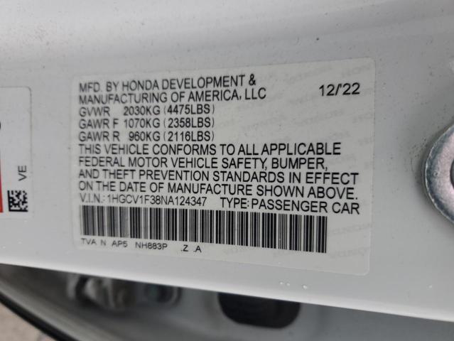 2022 HONDA ACCORD SPO - 1HGCV1F38NA124347