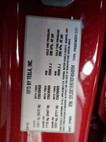 2019 TESLA MODEL 3 - 5YJ3E1EB7KF454894