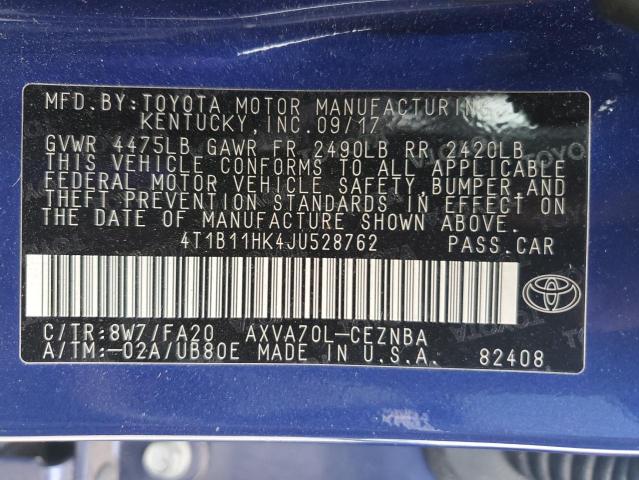 2018 TOYOTA CAMRY L - 4T1B11HK4JU528762