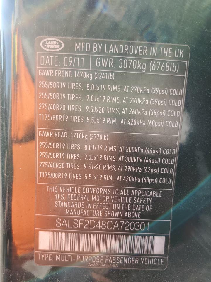 Lot #3022758463 2012 LAND ROVER RANGE ROVE