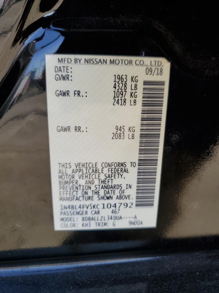 Lot #3032993018 2019 NISSAN ALTIMA PLA