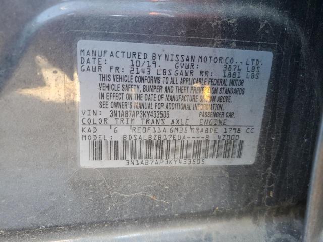 VIN 3N1AB7AP3KY433505 2019 Nissan Sentra, S no.12