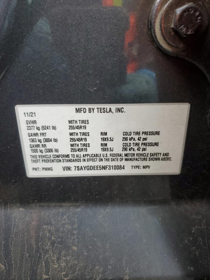 Lot #3009194236 2022 TESLA MODEL Y