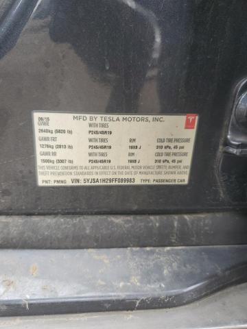 2015 TESLA MODEL S 85 5YJSA1H29FF089983