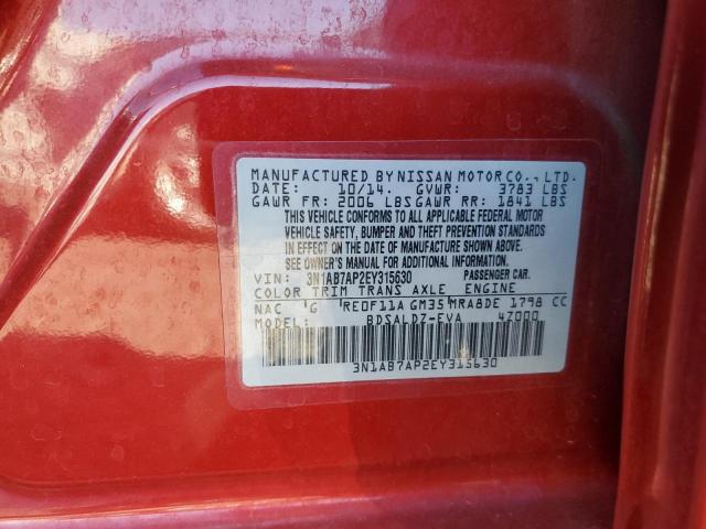 VIN 3N1AB7AP2EY315630 2014 Nissan Sentra, S no.12