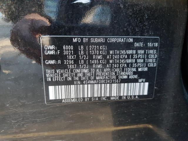 2019 SUBARU ASCENT PRE - 4S4WMAFD8K3431567