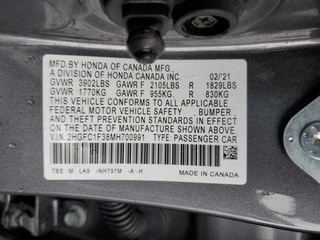2021 HONDA CIVIC EX - 2HGFC1F38MH700991