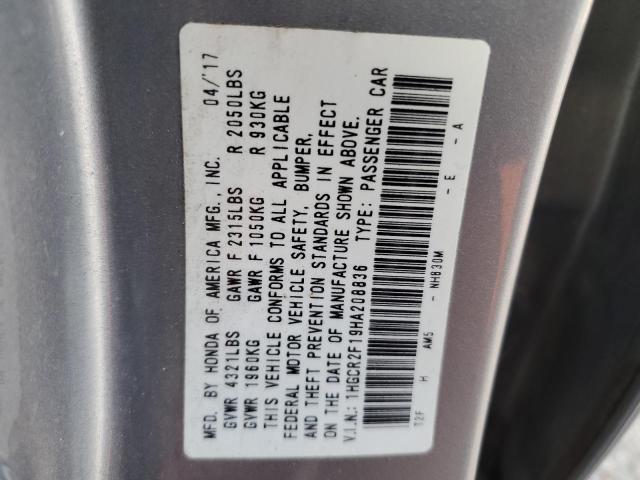 VIN 1HGCR2F19HA208836 2017 HONDA ACCORD no.12