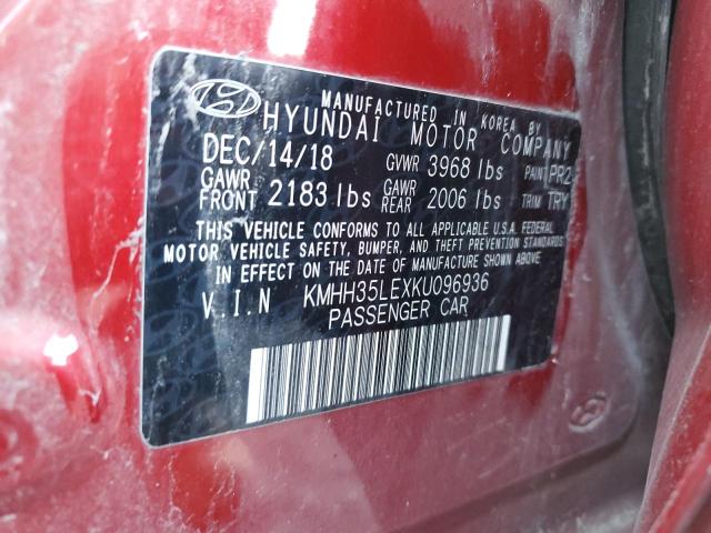 VIN KMHH35LEXKU096936 2019 HYUNDAI ELANTRA no.13