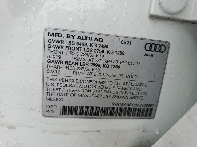 VIN WA1BAAFY2M2106897 2021 AUDI Q5 no.13