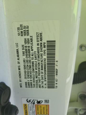 2021 HONDA PILOT EXL - 5FNYF5H58MB023743