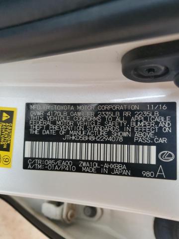 2017 LEXUS CT 200 JTHKD5BH8H2294078