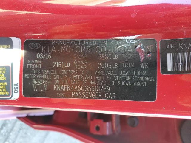 VIN KNAFK4A60G5613289 2016 KIA FORTE no.12