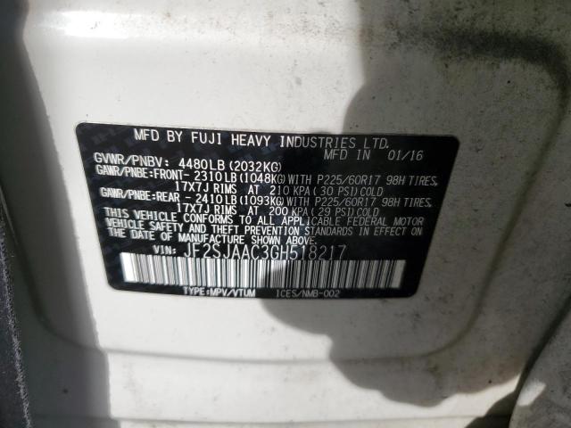 2016 SUBARU FORESTER 2 - JF2SJAAC3GH518217