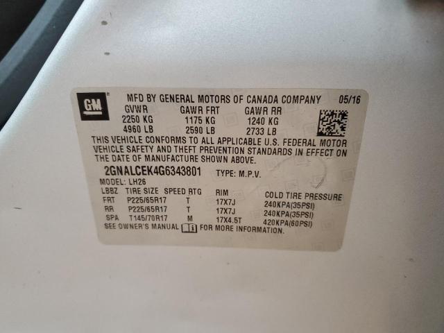 2016 CHEVROLET EQUINOX LT - 2GNALCEK4G6343801
