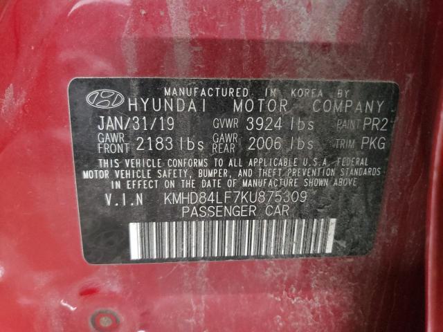 2019 HYUNDAI ELANTRA SE - KMHD84LF7KU875309