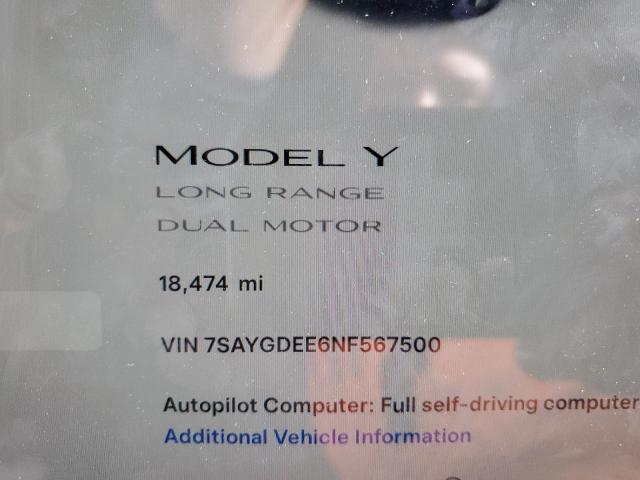 2022 TESLA MODEL Y - 7SAYGDEE6NF567500