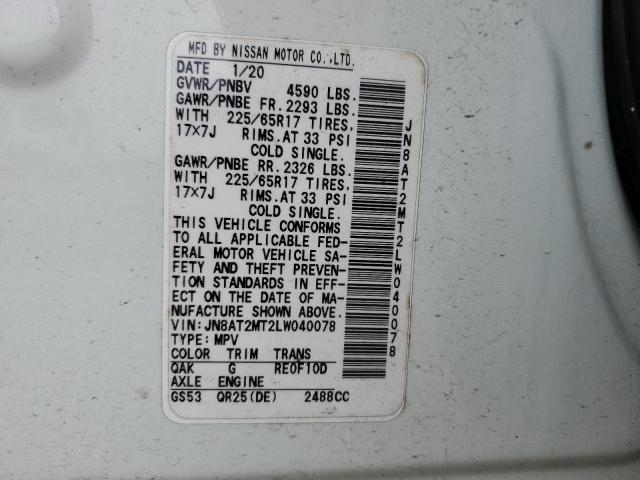 VIN JN8AT2MT2LW040078 2020 NISSAN ROGUE no.13