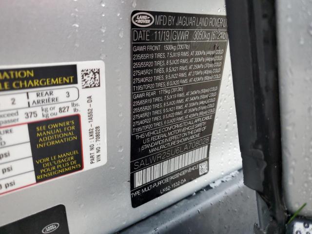 2020 LAND ROVER RANGE ROVE - SALWR2SU6LA708028