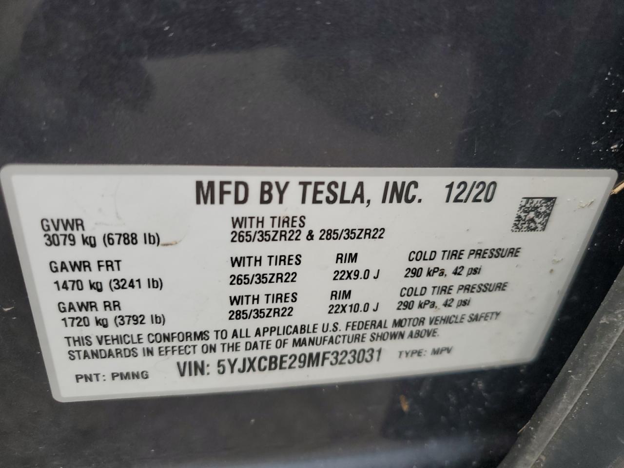 Lot #2991751969 2021 TESLA MODEL X