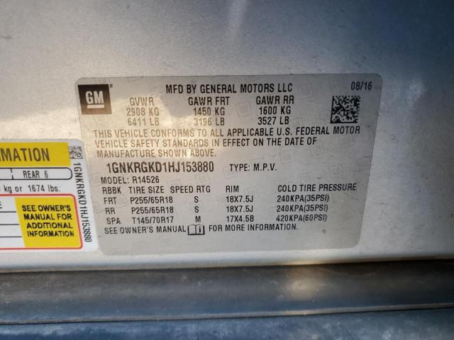 2017 CHEVROLET TRAVERSE L 1GNKRGKD1HJ153880