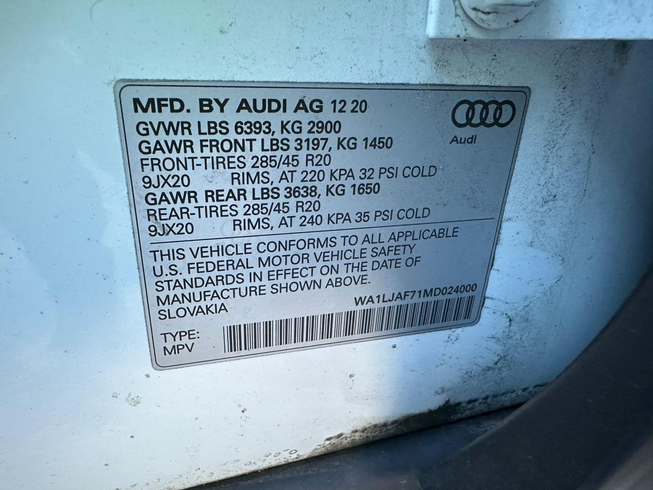 Lot #2976961739 2021 AUDI Q7 PREMIUM