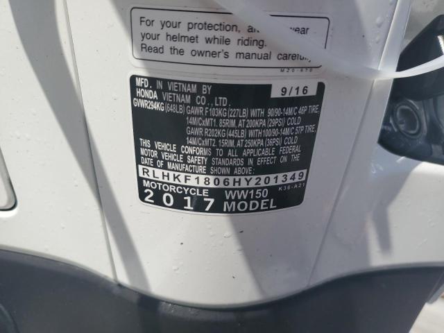 2017 HONDA PCX 150 RLHKF1806HY201349