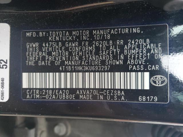 2019 TOYOTA CAMRY L - 4T1B11HK3KU693297