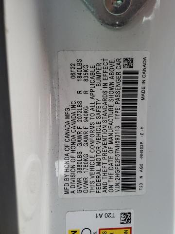 2022 HONDA CIVIC SPOR - 2HGFE2F57NH593113
