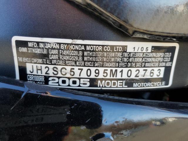 2005 HONDA CBR1000 RR JH2SC57095M102763