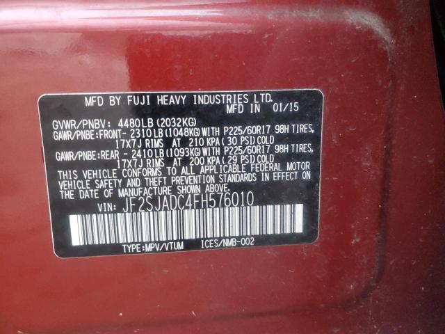 VIN JF2SJADC4FH576010 2015 SUBARU FORESTER no.13