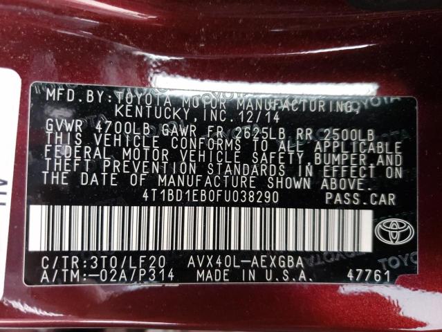 2015 TOYOTA AVALON HYB 4T1BD1EB0FU038290