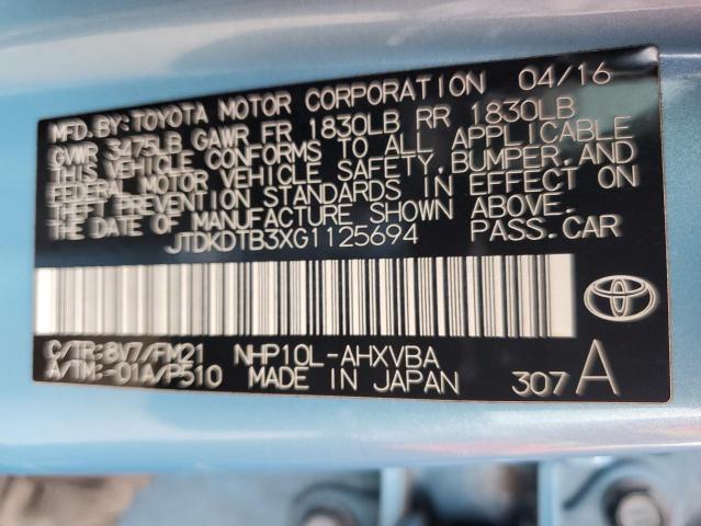 2016 TOYOTA PRIUS C - JTDKDTB3XG1125694