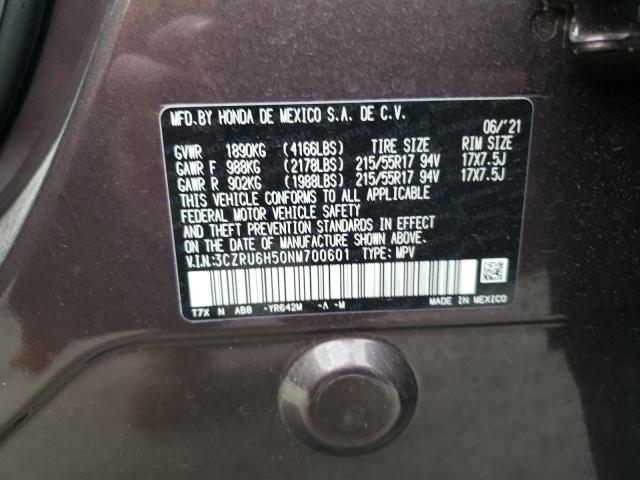 2022 HONDA HR-V 3CZRU6H50NM700601
