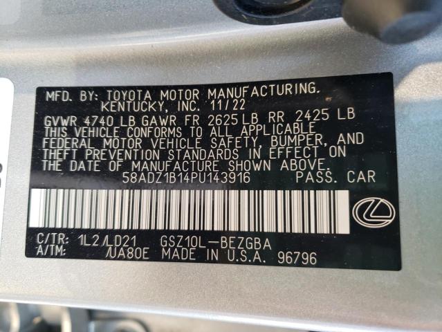 VIN 58ADZ1B14PU143916 2023 LEXUS ES350 no.12