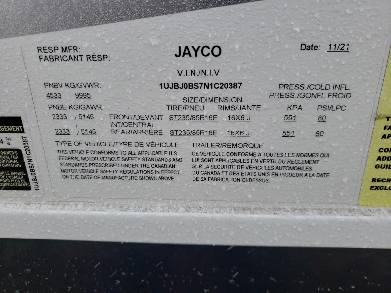 Lot #3040741756 2022 JAYCO EAGLE