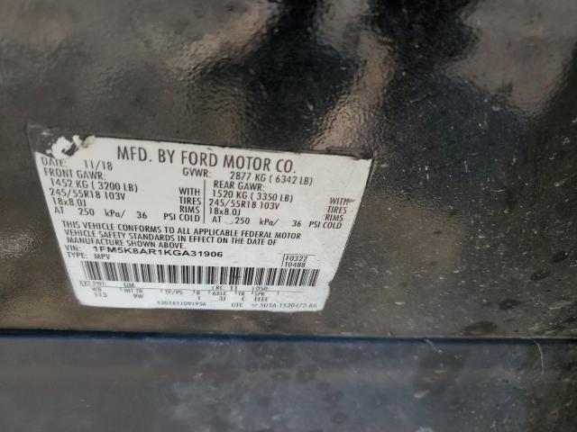 2019 FORD EXPLORER P - 1FM5K8AR1KGA31906