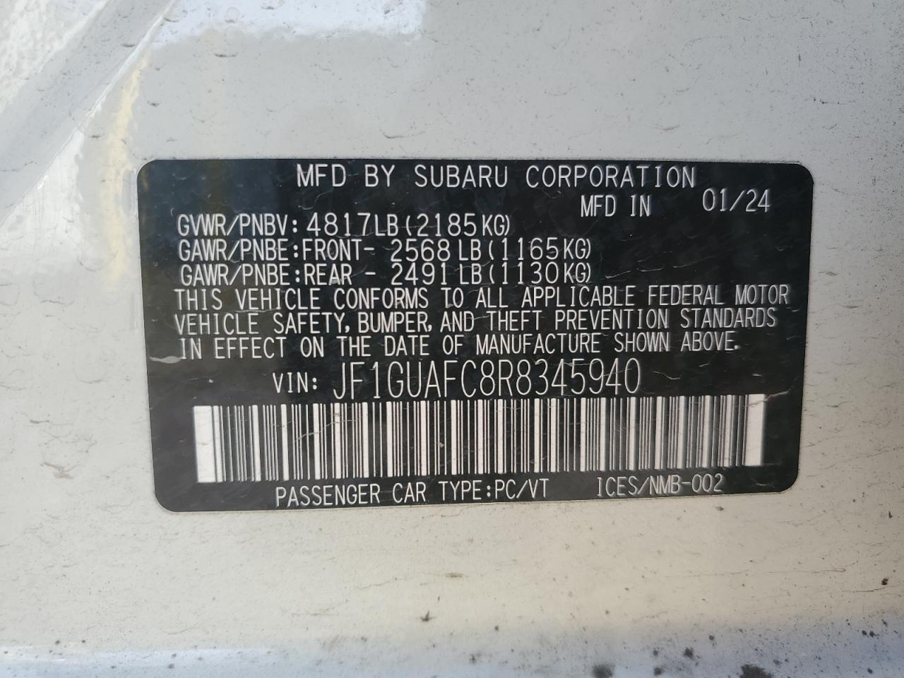 Lot #3034281108 2024 SUBARU IMPREZA SP