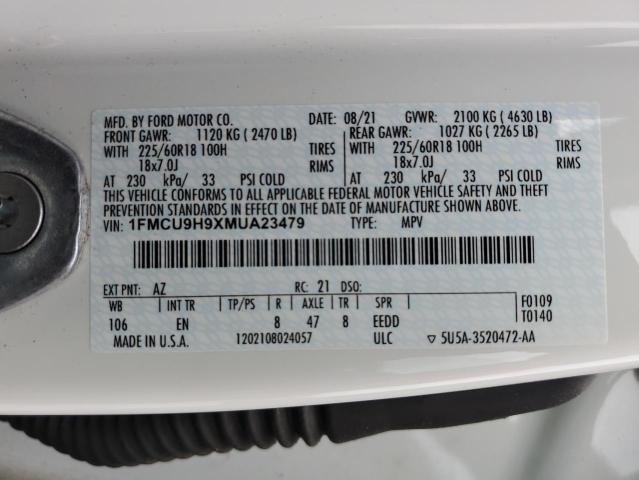 2021 FORD ESCAPE SEL - 1FMCU9H9XMUA23479
