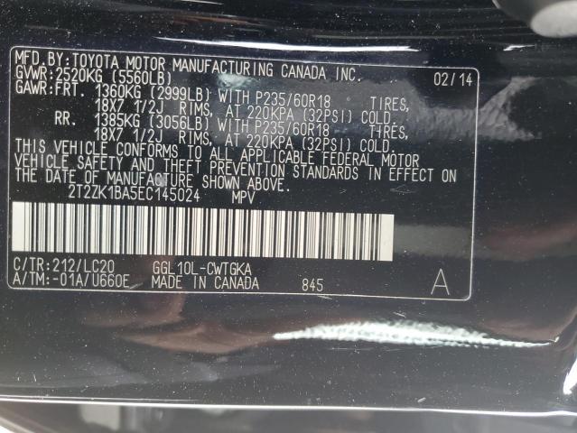 VIN 2T2ZK1BA5EC145024 2014 LEXUS RX350 no.14